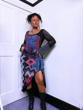 Load image into Gallery viewer, Legatte whimsical geometric bell sleeve slit dress
