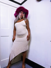 Load image into Gallery viewer, Lipsy 1996 label asymmetrical beige dress with slit
