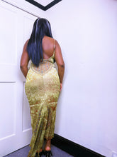 Load image into Gallery viewer, Save The Queen Lime Baroque micro mesh strappy dress
