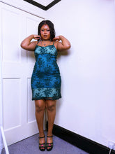 Load image into Gallery viewer, 90s crochet lace turquoise rosette slip dress
