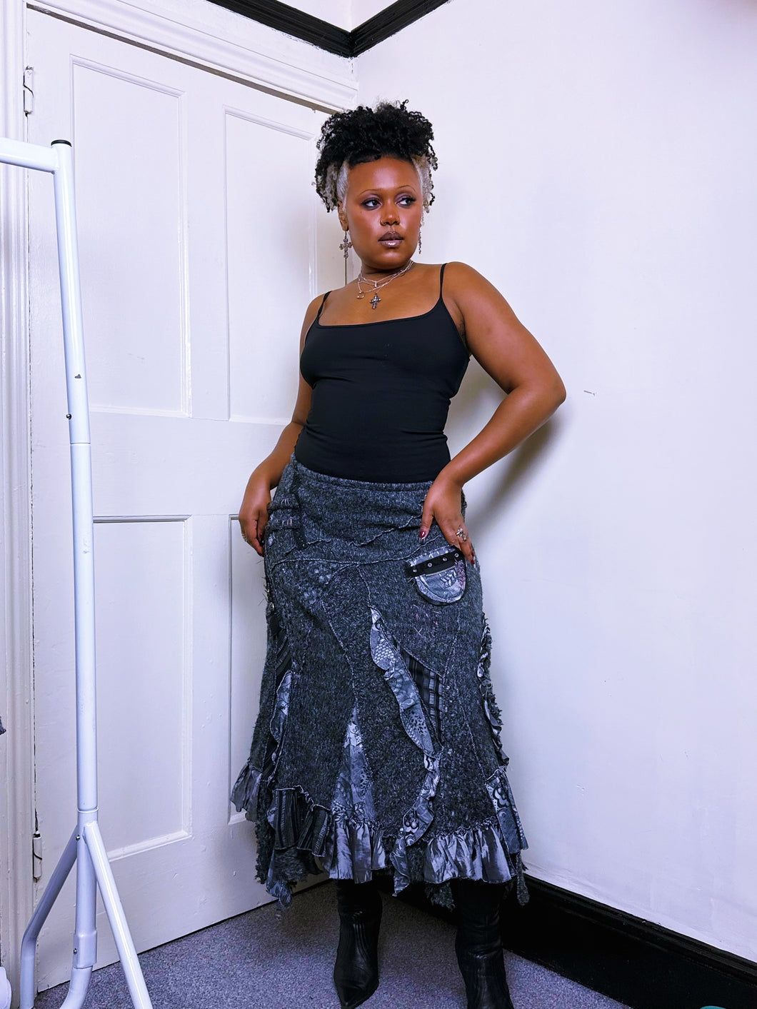 Juju and Christine Marl Knit asymmetrical skirt