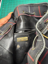 Load image into Gallery viewer, Vintage navy blue check Burberry drawstring handbag ￼
