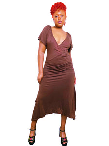 Y2K Chocolate Brown Asymmetrical Dress by Identity