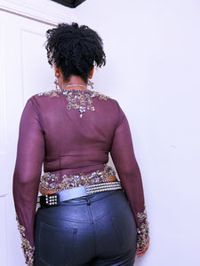 90s chocolate brown silk blouse