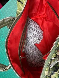Y2K death stock camo patent leather handbag
