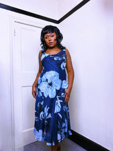 Load image into Gallery viewer, Y2K Floral Asymmetrical Blue Dress
