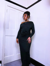 Load image into Gallery viewer, Long sleeve cow neck pleated maxi dress
