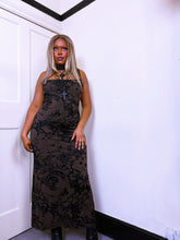 Load image into Gallery viewer, 1996 label Lipsy chocolate brown marble Devore dress
