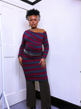 Load image into Gallery viewer, Y2K Striped Cowl Neck dress
