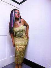 Load image into Gallery viewer, Save The Queen Lime Baroque micro mesh strappy dress

