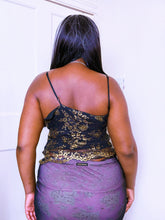 Load image into Gallery viewer, Betsey Johnson New York label black and gold cami top

