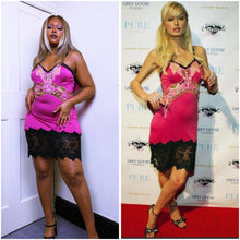 Load image into Gallery viewer, Hot Pink beaded slip dress ASO Paris Hilton 2006
