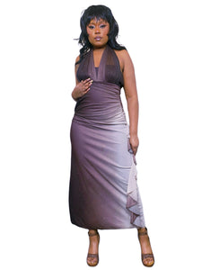 Vintage Chocolate brown and cream ombré halter dress