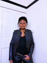 Load image into Gallery viewer, 2010s Indie Sleaze military leather jacket
