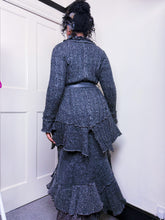 Load image into Gallery viewer, Archival marl knit  belted asymmetrical cardigan
