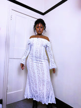 Load image into Gallery viewer, Vintage white lace Bardot dress
