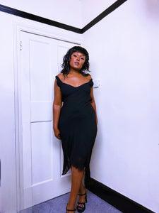 Y2K Black Asymmetrical synching dress