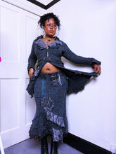 Load image into Gallery viewer, Archival marl knit  belted asymmetrical cardigan
