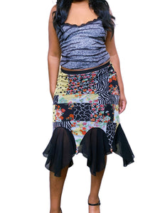 Italian Vintage Multi-print godet skirt