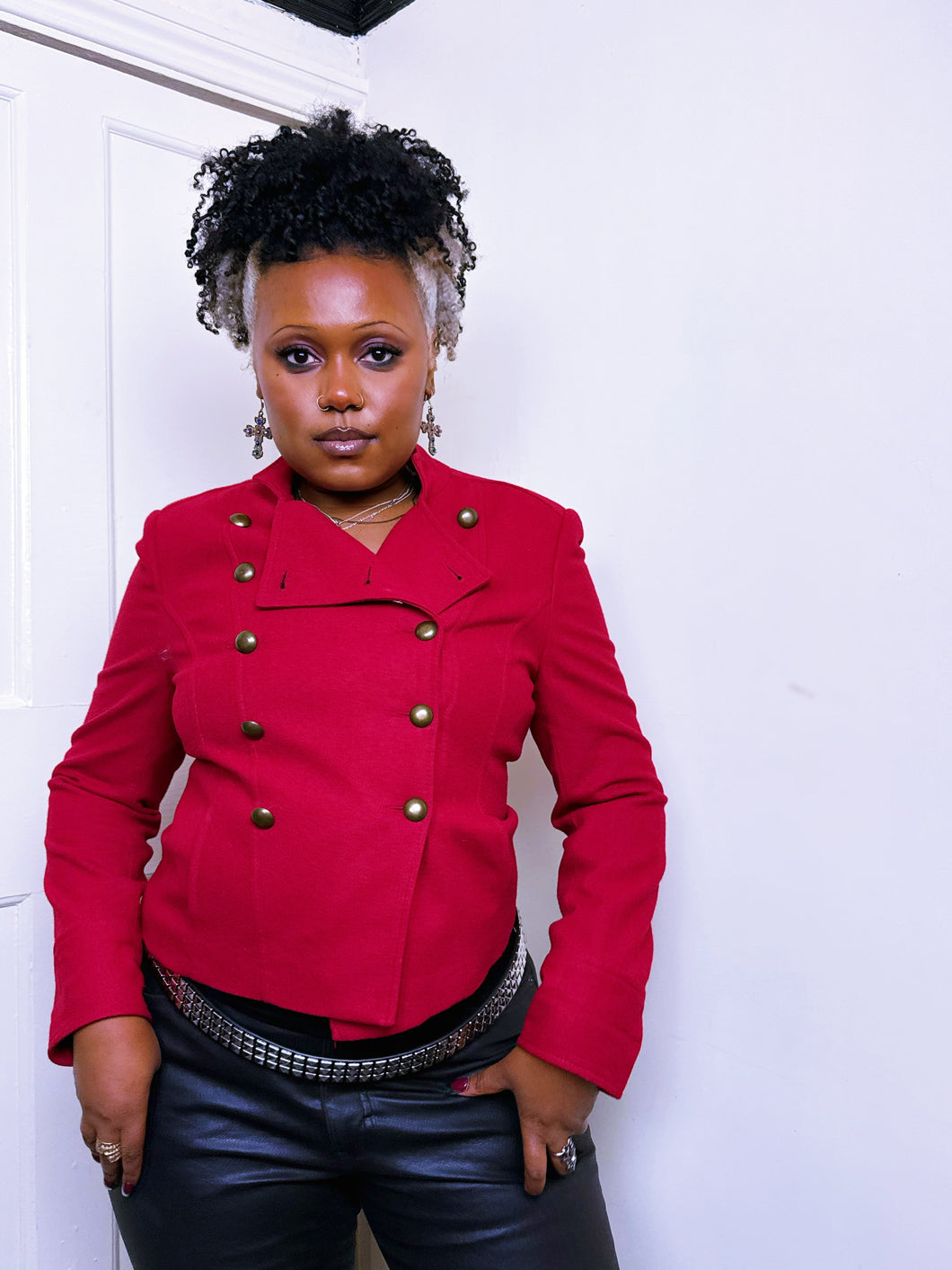 Y2K Wool mix army button up jacket