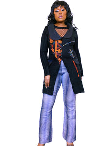 Y2K Black and multicoloured button up cardigan