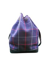 Load image into Gallery viewer, Vintage navy blue check Burberry drawstring handbag ￼
