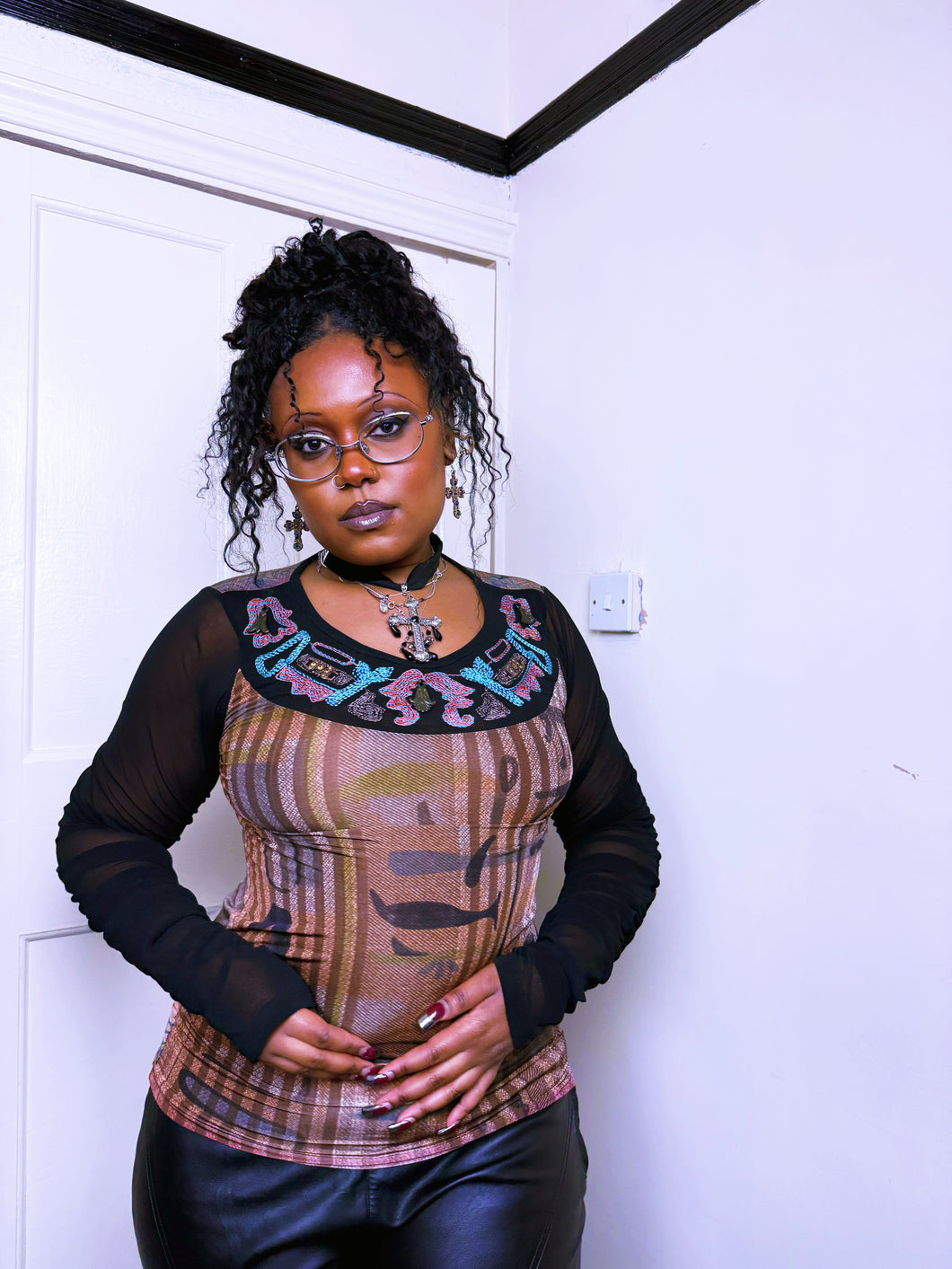 Save The Queen ruched Egyptian inspired Long sleeve top