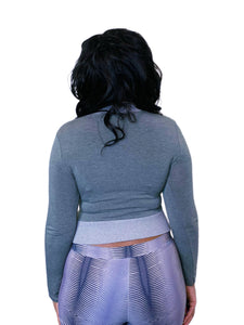 Y2K Italian Grey double Zip belted long sleeve cardigan