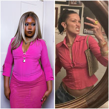 Load image into Gallery viewer, Vintage Stretchy Pink Locket Blouse 2004 ASO Bella Hadid in 2021

