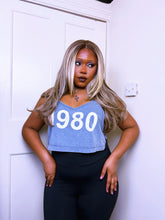 Load image into Gallery viewer, ‘1980’ Print Grey Crop Top ASO Beyoncé in 2010
