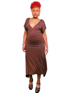 Y2K Chocolate Brown Asymmetrical Dress by Identity