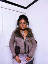 Load image into Gallery viewer, Archival Zone Bleue zip up faux fur cardigan
