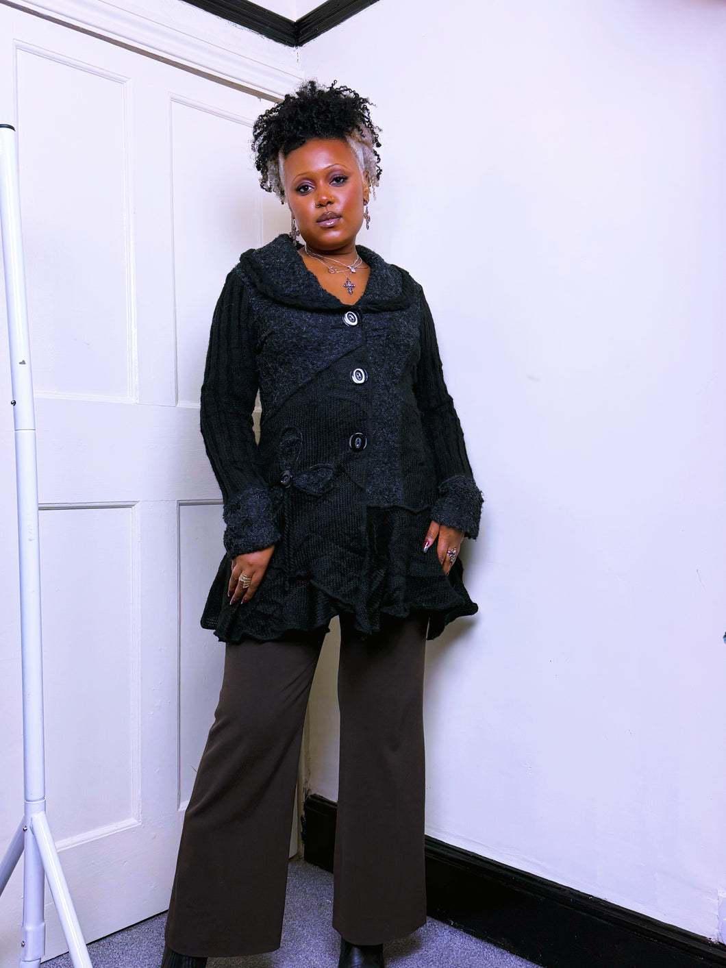 Y2K Black button up cardigan by Sioni