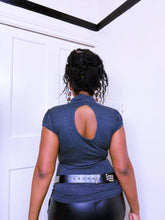 Load image into Gallery viewer, Y2K Grey keyhole turtle neck top
