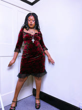 Load image into Gallery viewer, 90s Betsey Johnson New York Velvet dress Alt design ASO Rory Gilmore
