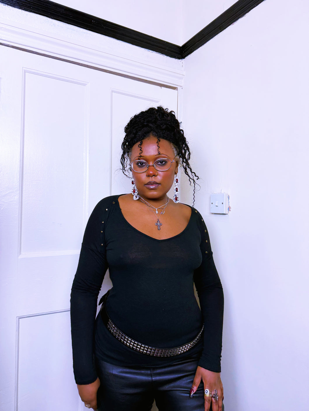 Y2K Spike V-neck see through top