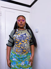 Load image into Gallery viewer, Save The Queen Congolese inspired mesh and cotton 3/4 sleeve top
