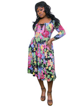 Load image into Gallery viewer, Vintage 1980s Betsey Johnson Floral Lace up dress
