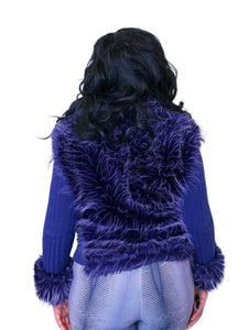 Y2K Purple faux fur zip up jacket