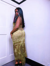 Load image into Gallery viewer, Save The Queen Lime Baroque micro mesh strappy dress
