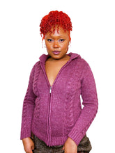 Load image into Gallery viewer, Vintage Mauve Lurex Knit Zip up Hoodie
