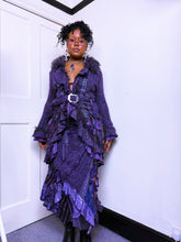 Load image into Gallery viewer, Archival purple marl knit belted bi-fabric belt
