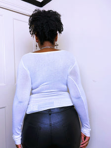 Y2K long sleeve cowl neck semi see-through