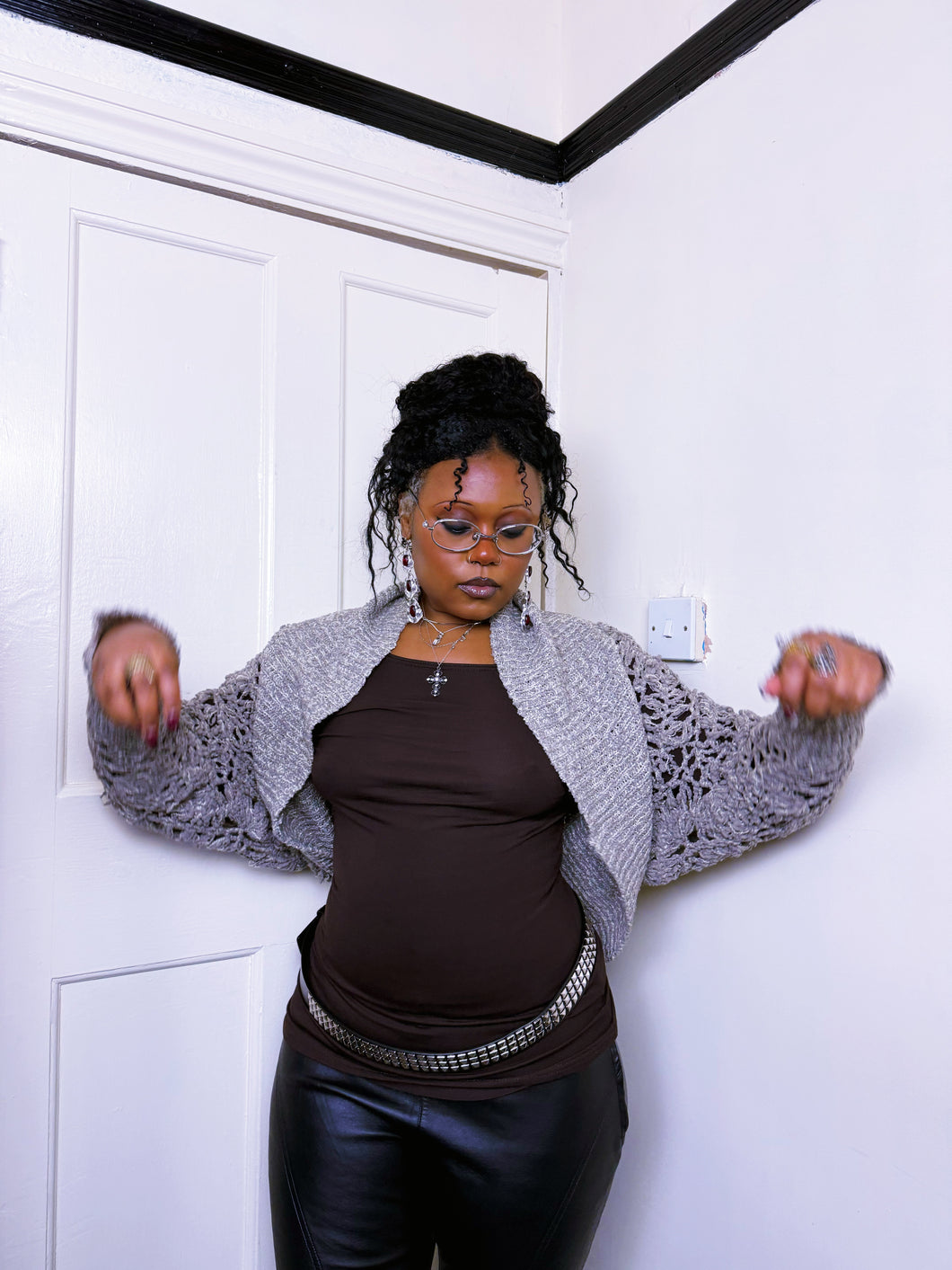 Y2K chunky knit bolero cardigan