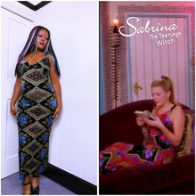 Load image into Gallery viewer, Betsey Johnson 1990s label alt print ASO Sabrina in Sabrina the teenage witch
