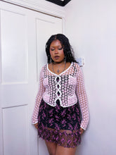 Load image into Gallery viewer, Betsey Johnson New York Baby pink crochet cardigan
