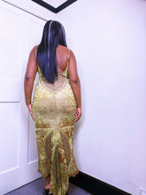 Load image into Gallery viewer, Save The Queen Lime Baroque micro mesh strappy dress
