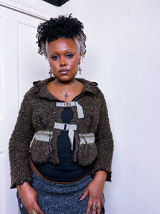 Zone Bleue Green Marl knit cardigan