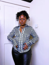 Load image into Gallery viewer, Vintage satin striped blouse
