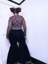 Load image into Gallery viewer, Velvet handmade whimsical bell bottom trousers
